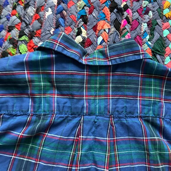 Vintage Handmade Blue Plaid Short Sleeve Button Up Blouse Women's SIze Medium - Picture 9 of 14